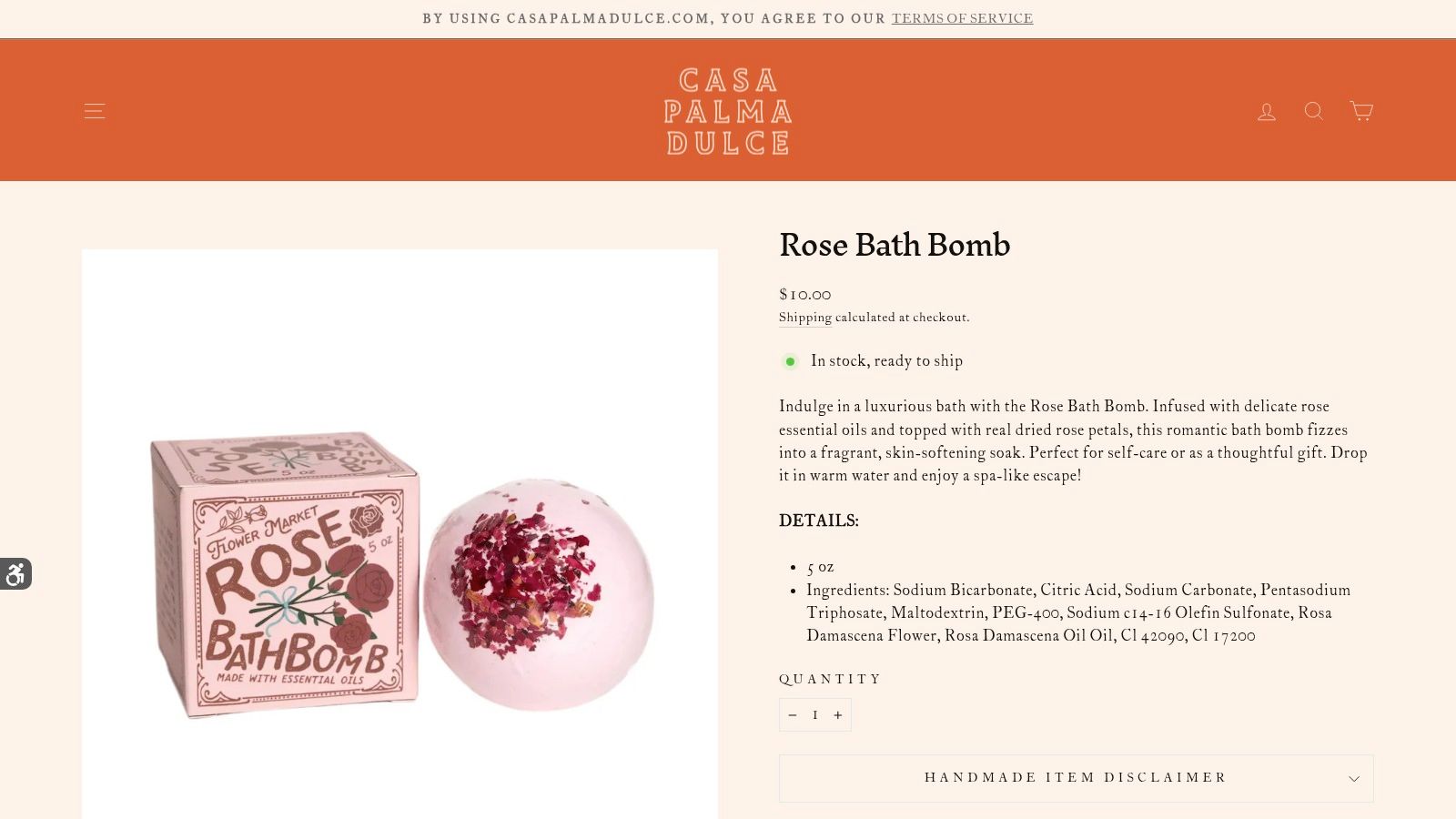 Casa Palma Dulce Rose Bath Bomb