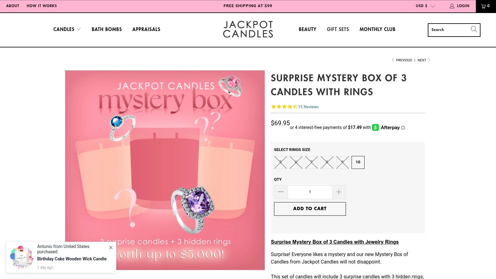 Surprise Mystery Box of 3 Candles with Rings