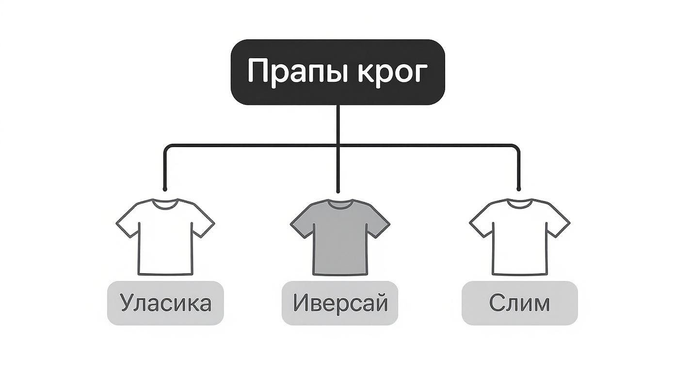 Схема типів крою футболок: уласика, иверсай та слім, класифікація чоловічих моделей футболок