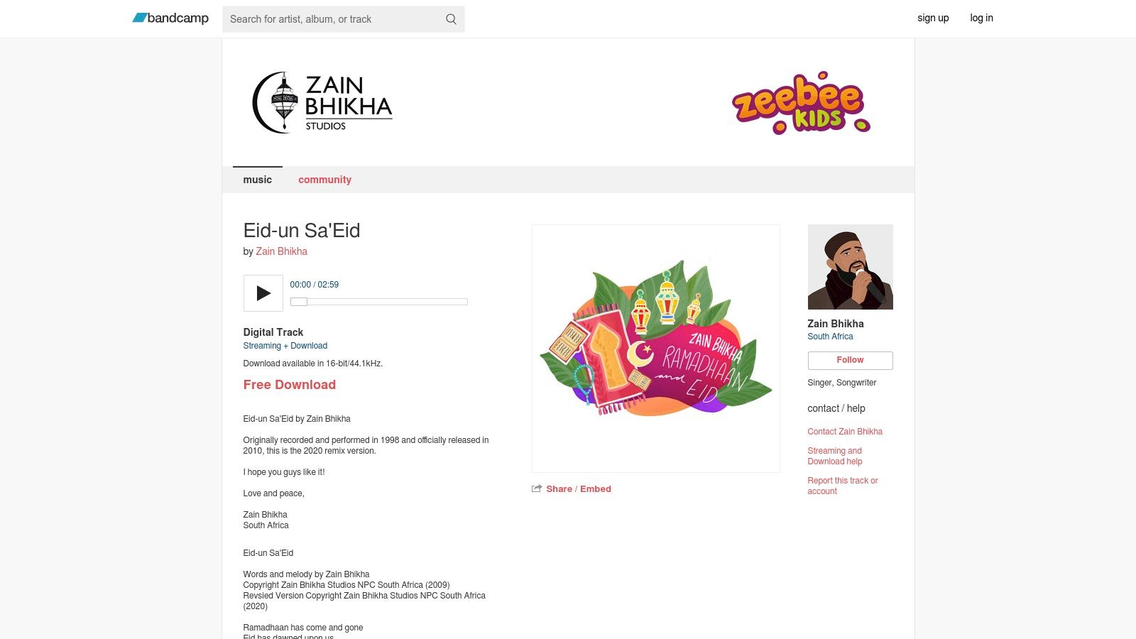 Zain Bhikha (Bandcamp)