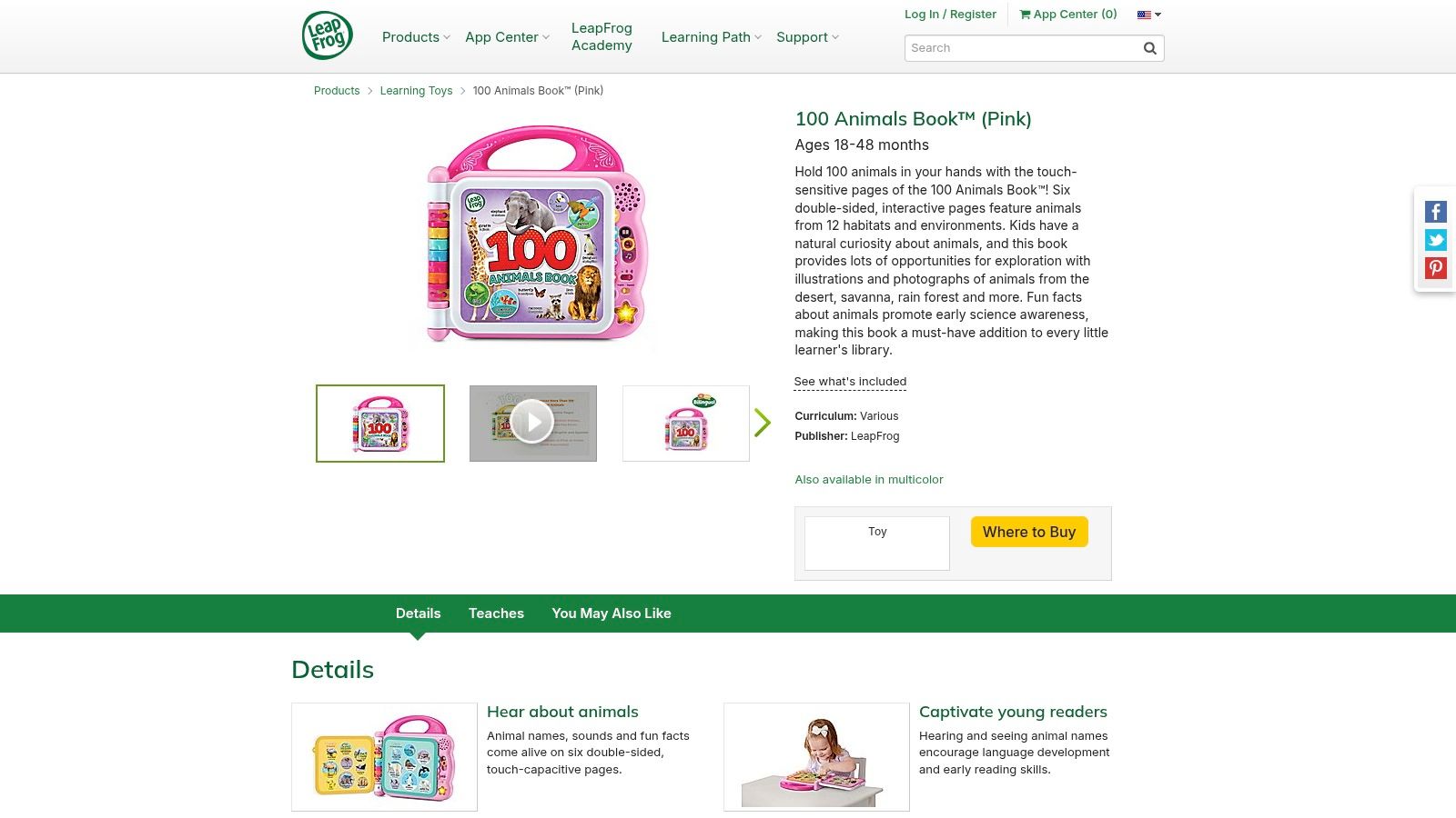 LeapFrog (100 Animals Book)