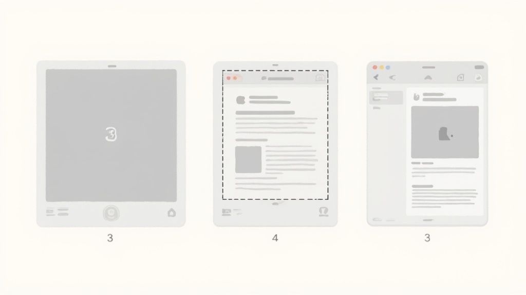 A Mac keyboard showing the Command, Shift, and 4 keys highlighted.