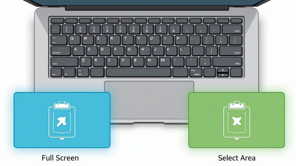 An illustration of the essential Mac screenshot keyboard shortcuts.