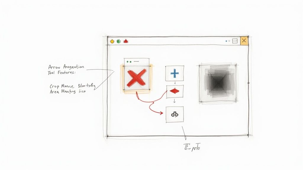 A person using an online screenshot editor on their computer