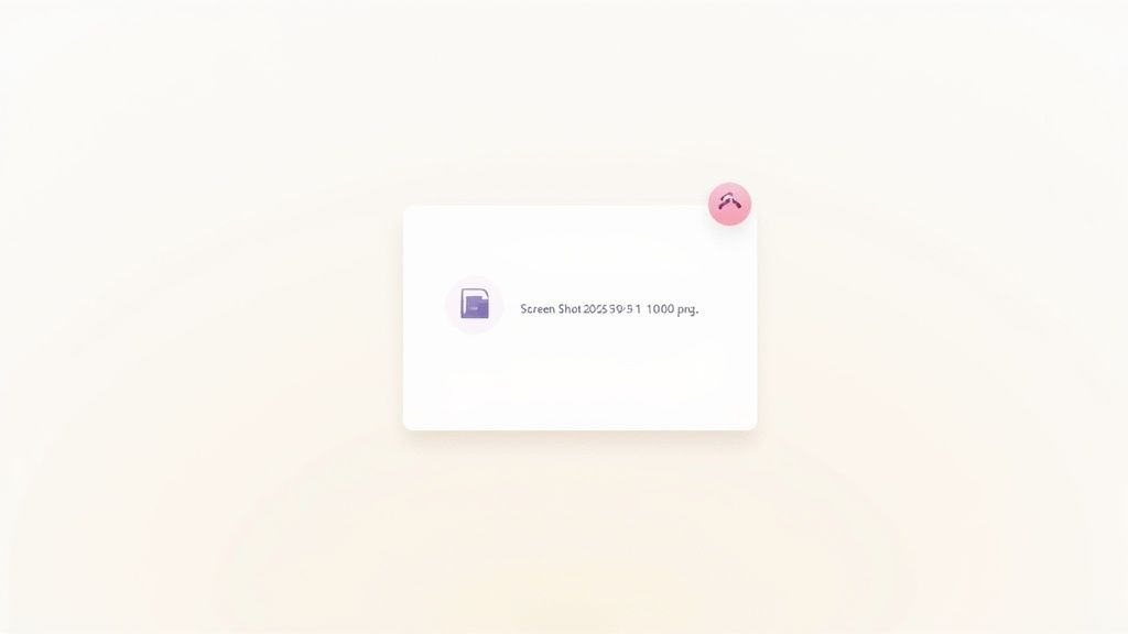 A clean macOS desktop with a single screenshot file highlighted, showing the default naming convention.
