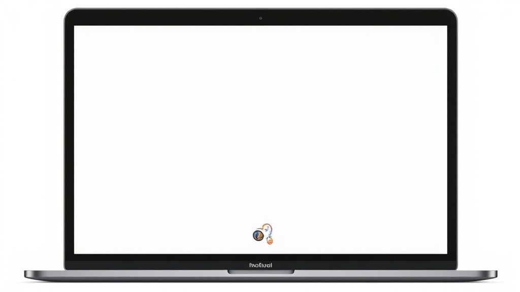 A full-screen screenshot of a MacBook desktop with a thumbnail preview in the lower-right corner.