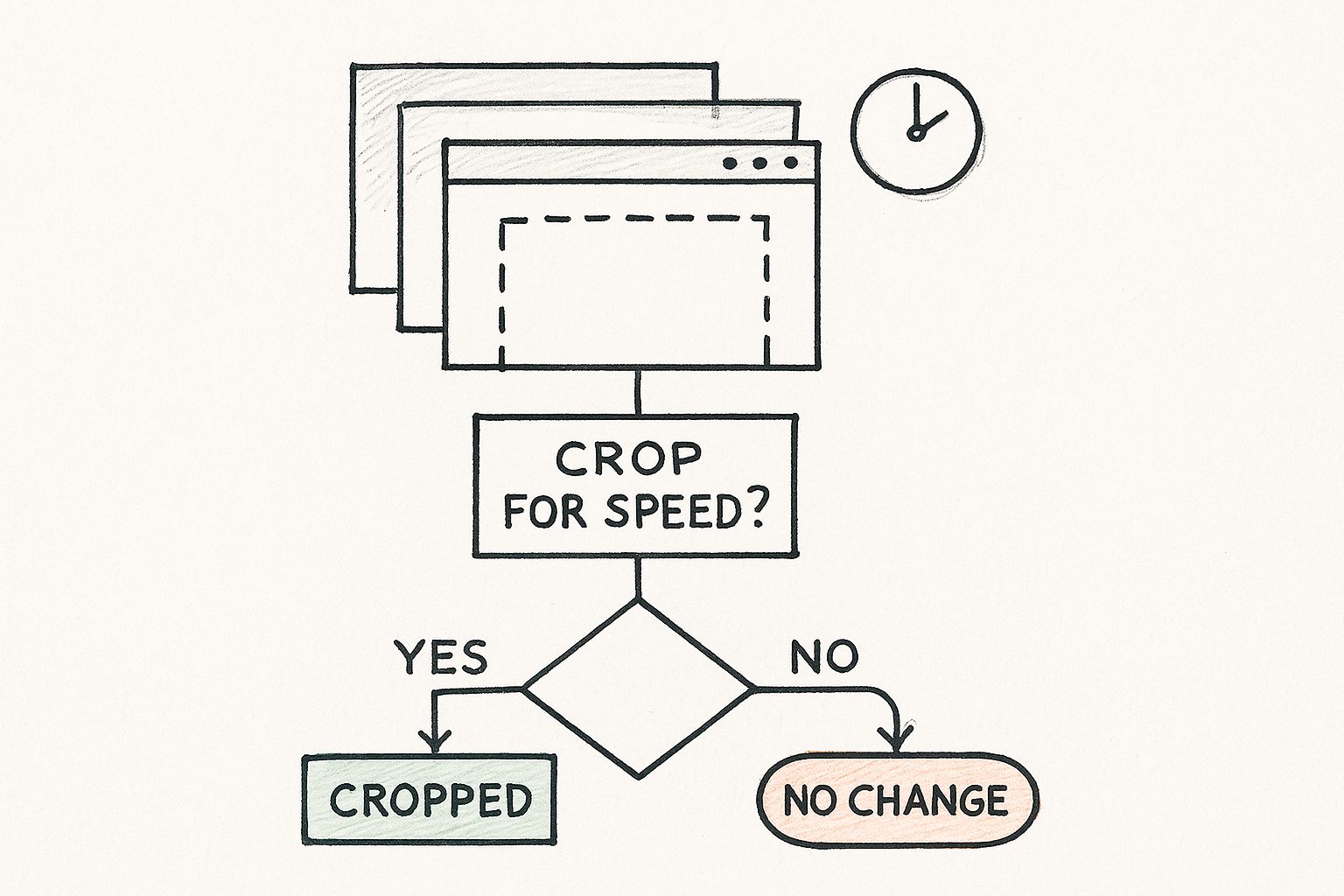 An abstract sketch visualizing a decision tree for choosing a screenshot tool on Windows, emphasizing speed and selection.