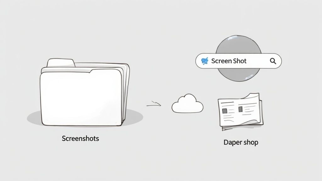 A well-organized desktop with a dedicated folder for screenshots.