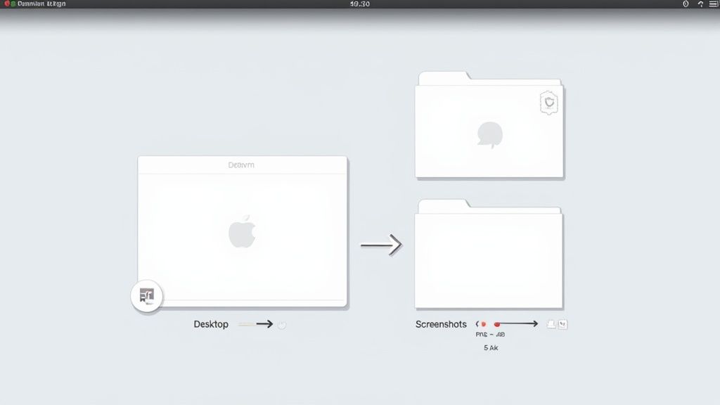 Mac Screenshot app options menu showing save location, timer, and other settings.