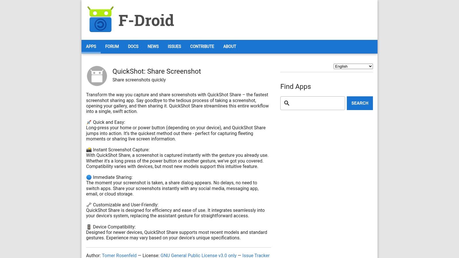 F-Droid – QuickShot Share (Screenshot Sharer)