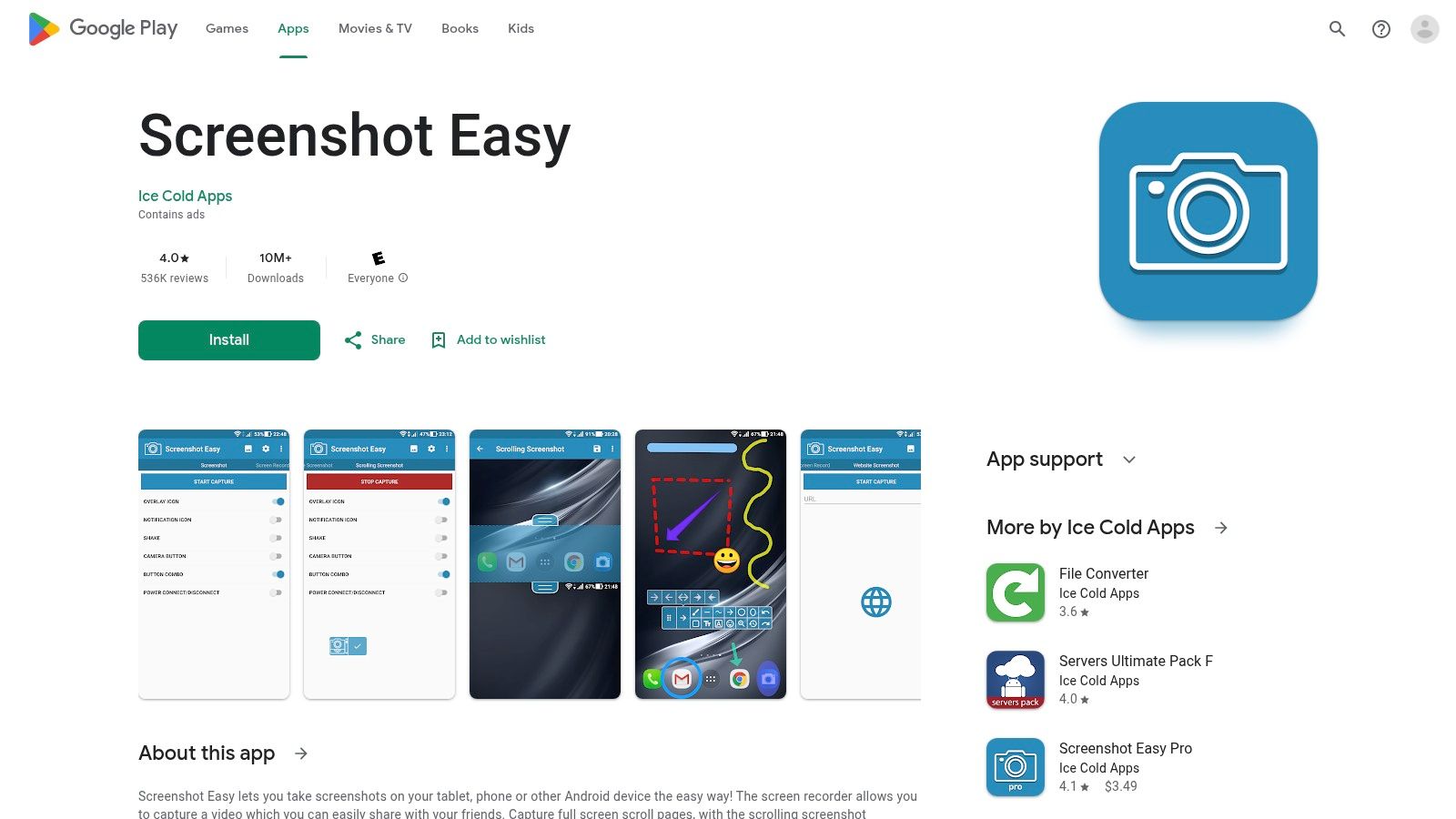 Google Play – Screenshot Easy (Ice Cold Apps)