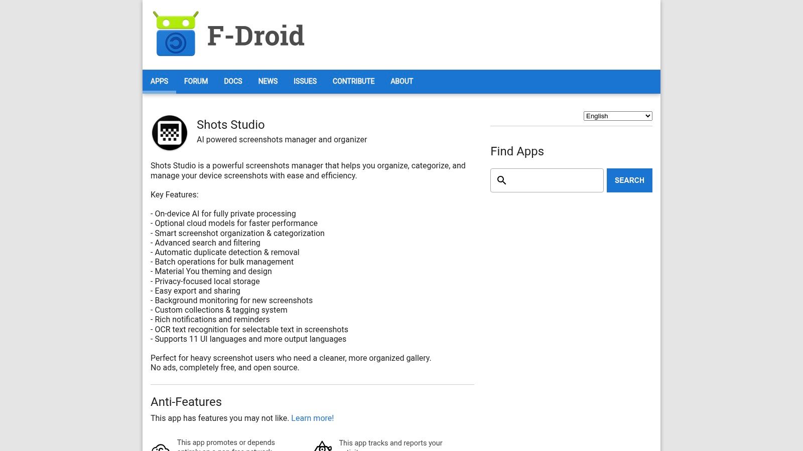 F-Droid – Shots Studio (screenshot organizer)