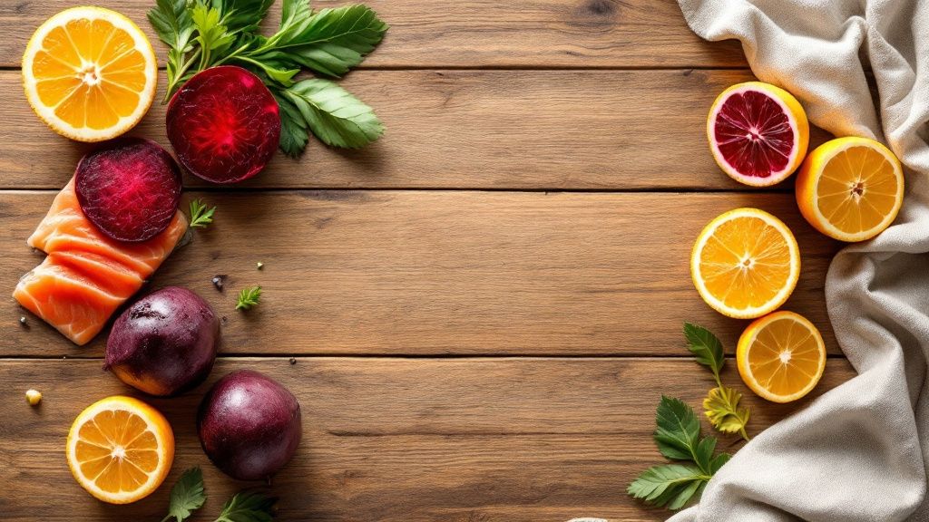 A vibrant salad with spinach, berries, and salmon, representing foods for better circulation
