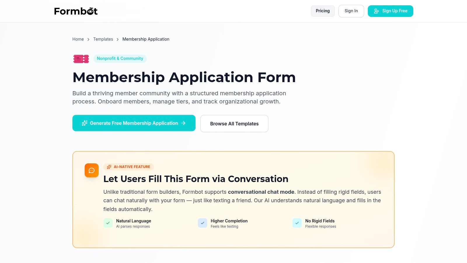Membership Application Form Template | Grow Your Community | Formbot