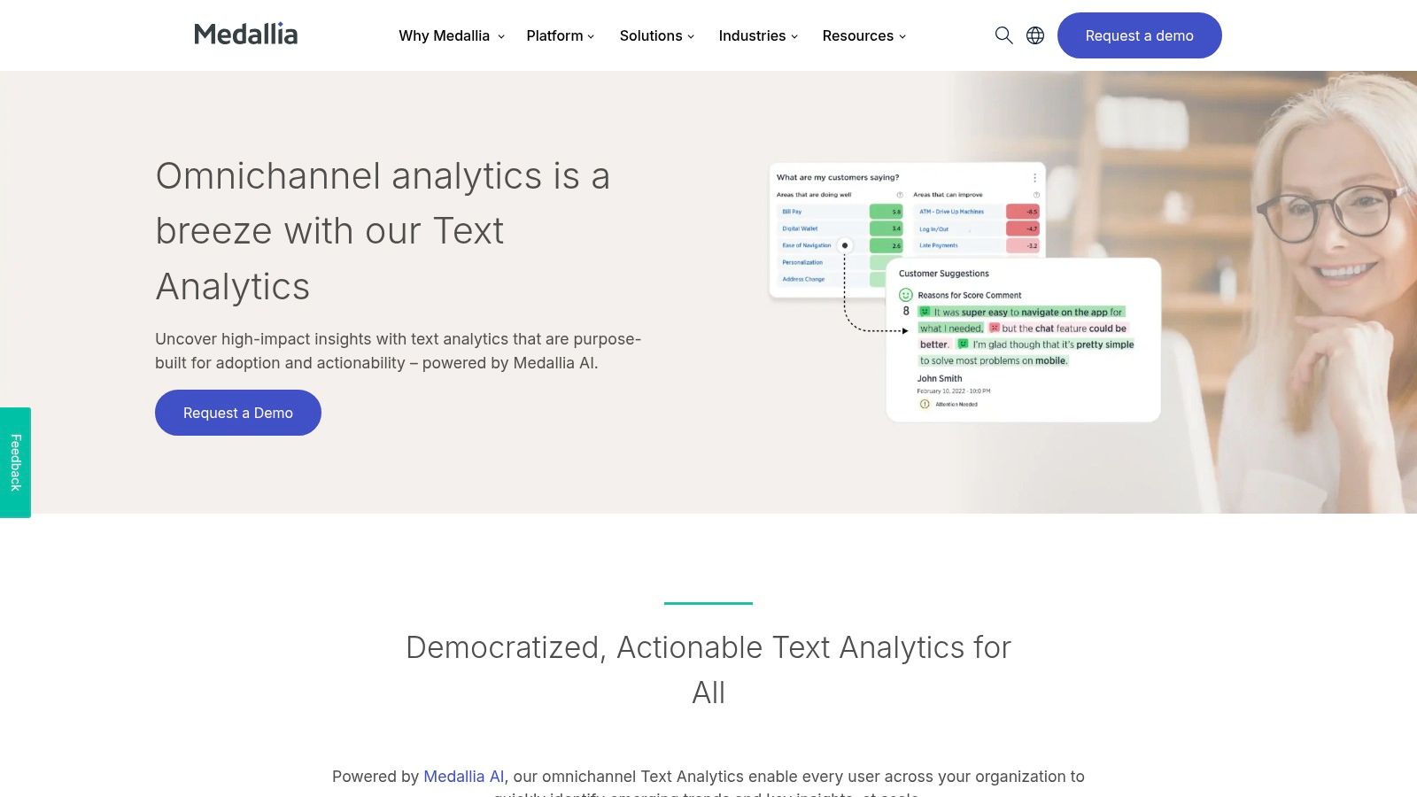 MonkeyLearn text analytics dashboard showing sentiment analysis and topic classification
