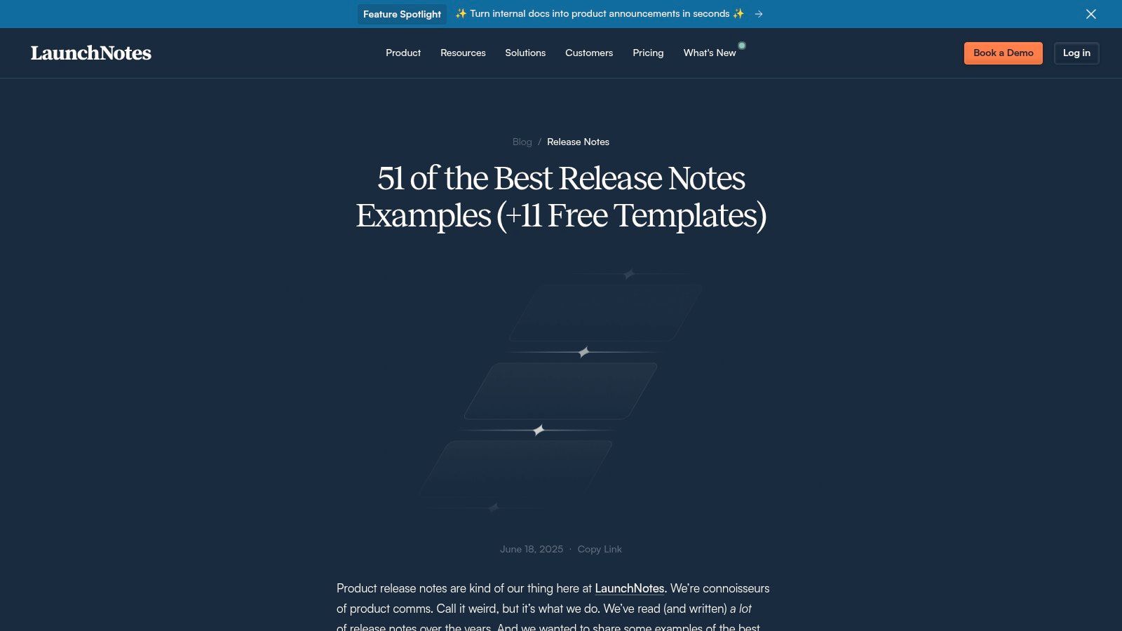LaunchNotes gallery of release notes examples