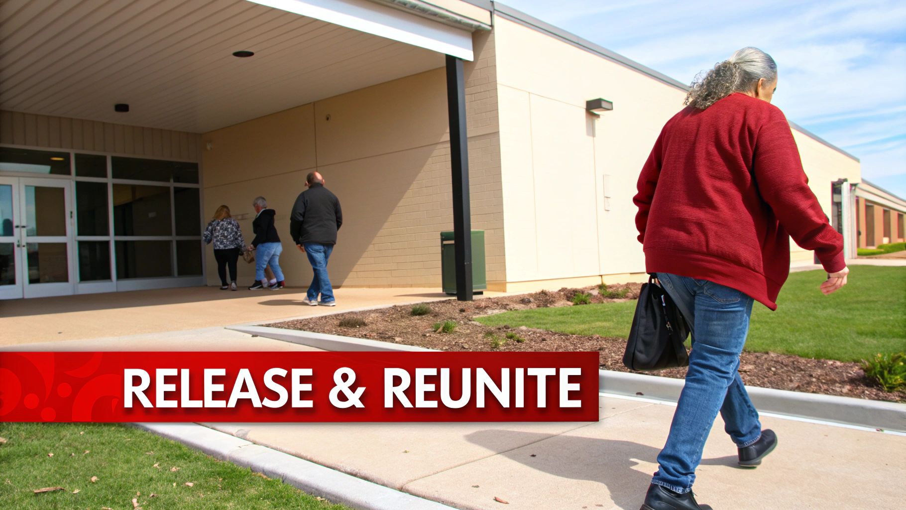 Family reunion outside detention center