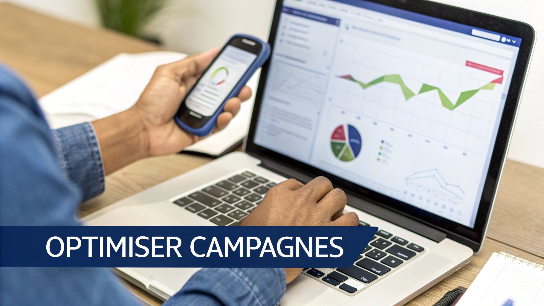 A person analyzing graphs and charts on a computer screen, symbolizing campaign optimization