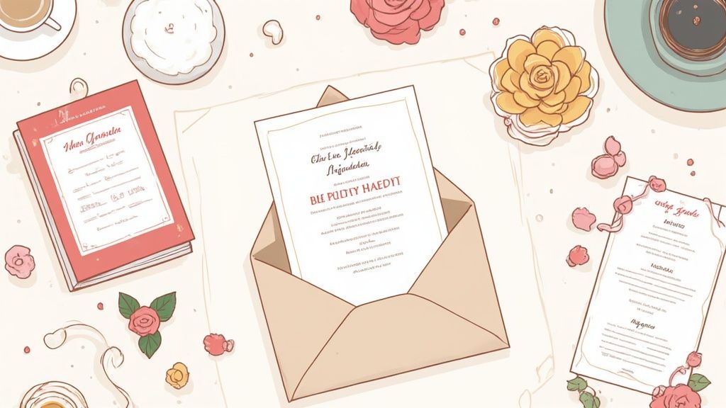 Wedding planner organizing decor details on a mood board