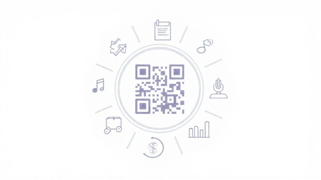 A stylish QR code displayed on a wedding invitation, hinting at creative uses beyond registration.