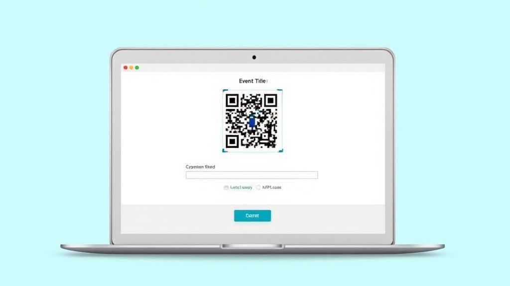 Guests happily scanning a QR code with their phones at an event entrance.