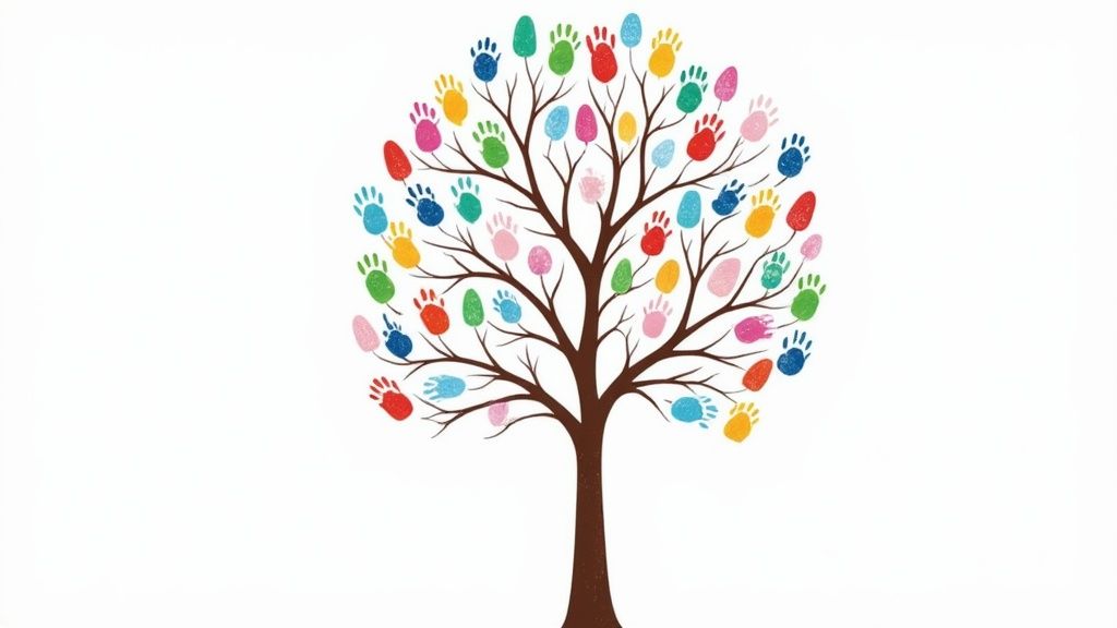 Fingerprint Tree or Thumbprint Canvas