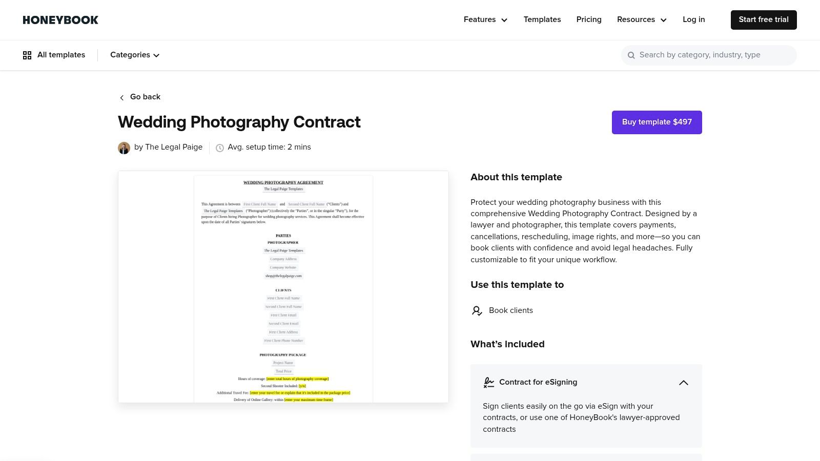 Wedding photography contract samples being reviewed and signed on a laptop through an online portal.