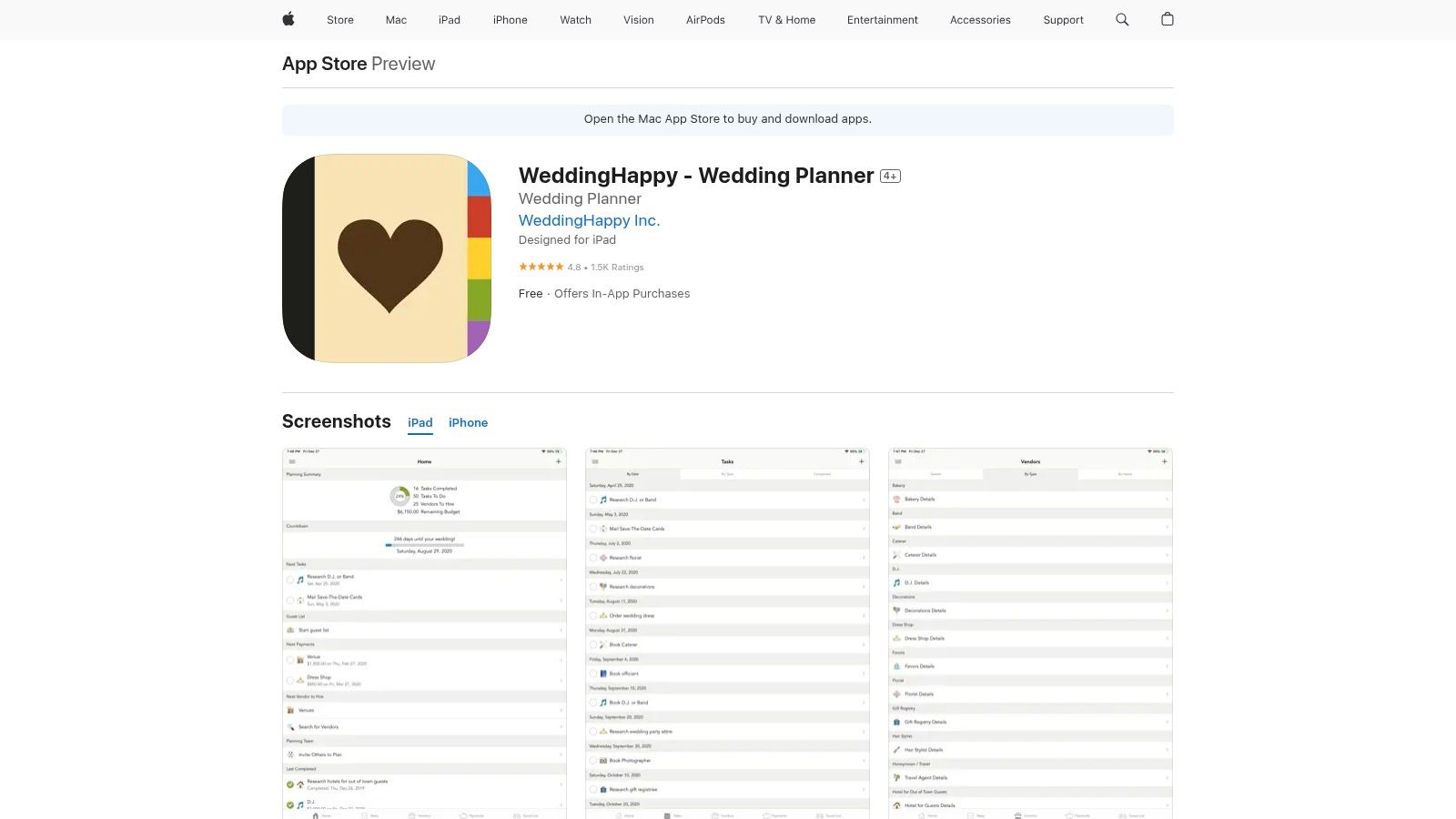 WeddingHappy – Wedding Planner (iOS)