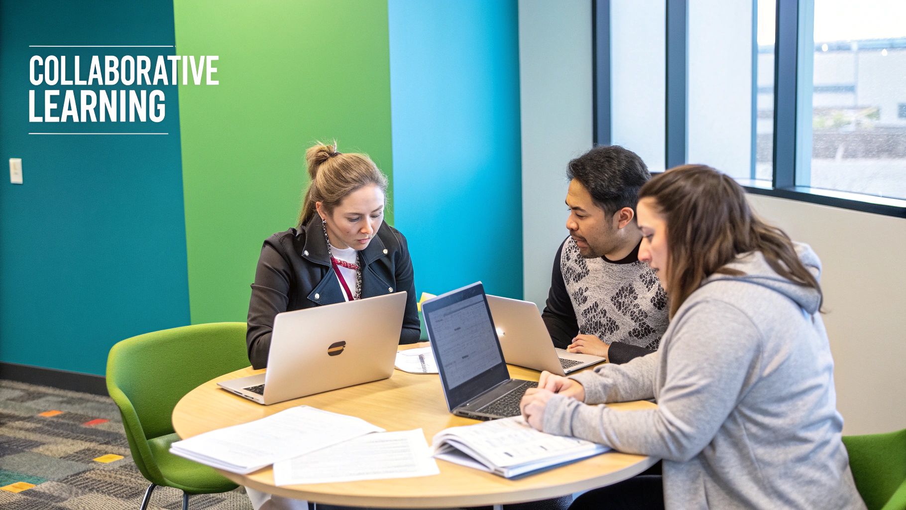A professional woman confidently reviews documents on a tablet, showcasing her expertise translating into a new career.