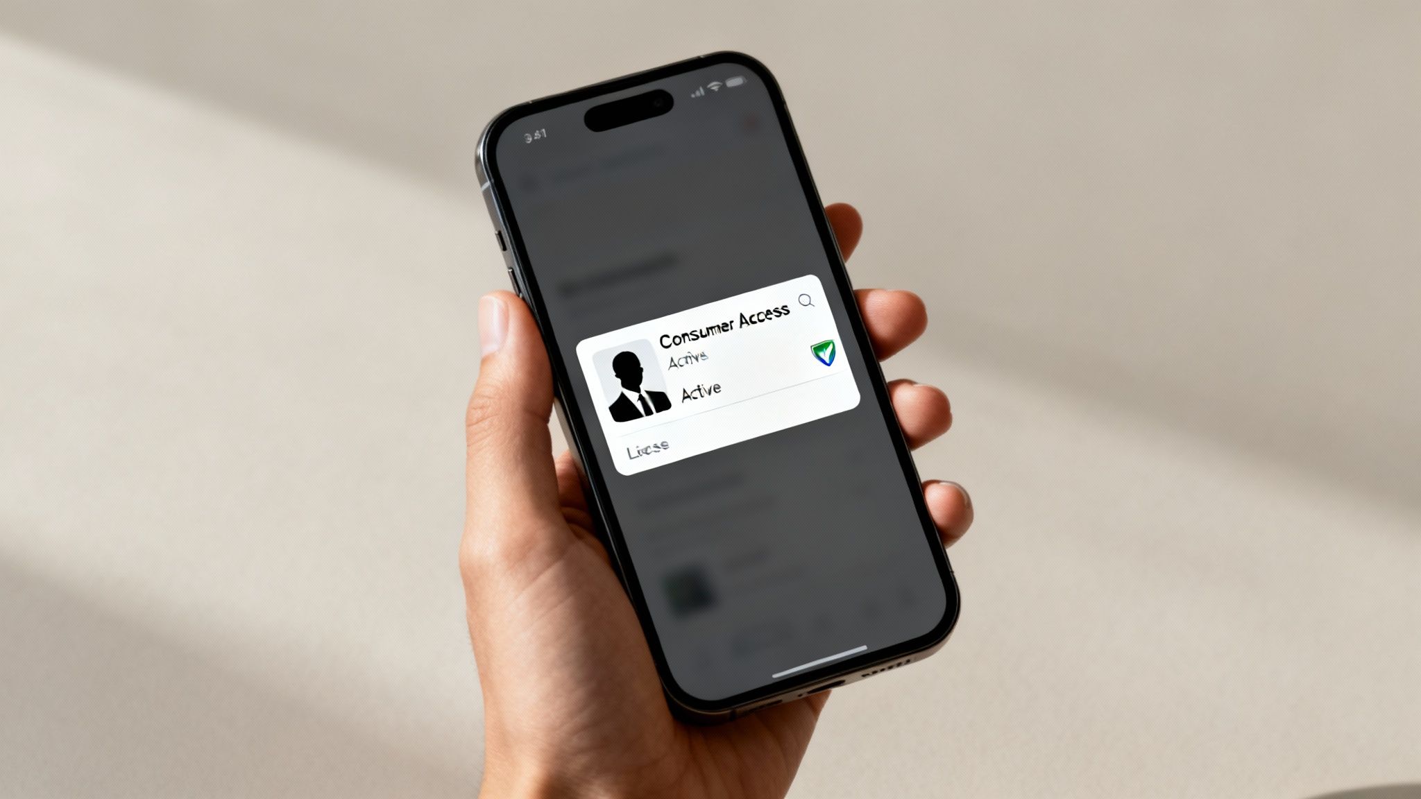 A smiling consumer confidently uses a tablet to look up an MLO's NMLS number.