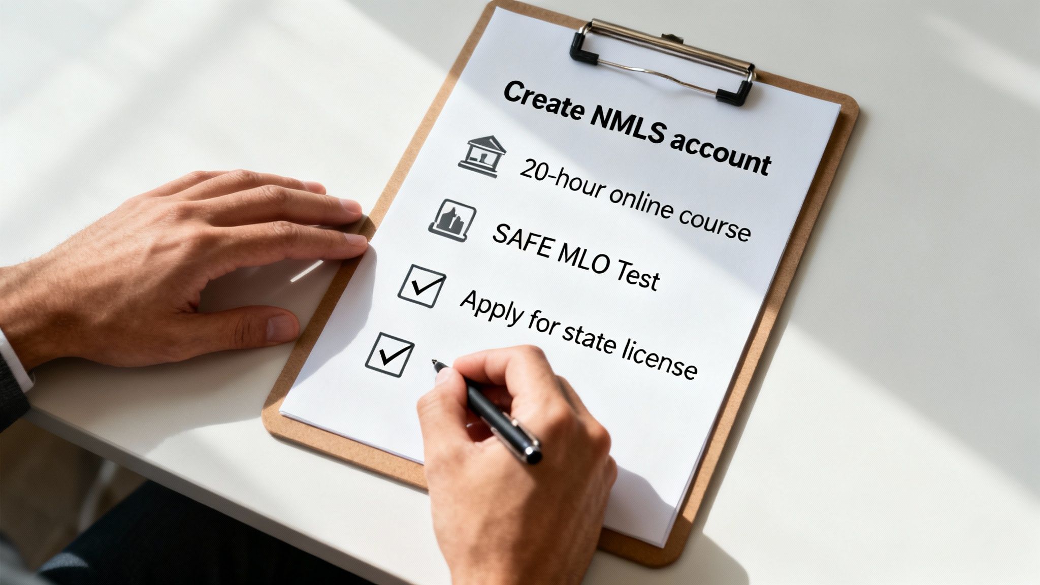 A modern professional woman smiling as she works on her laptop from a bright, comfortable home office.