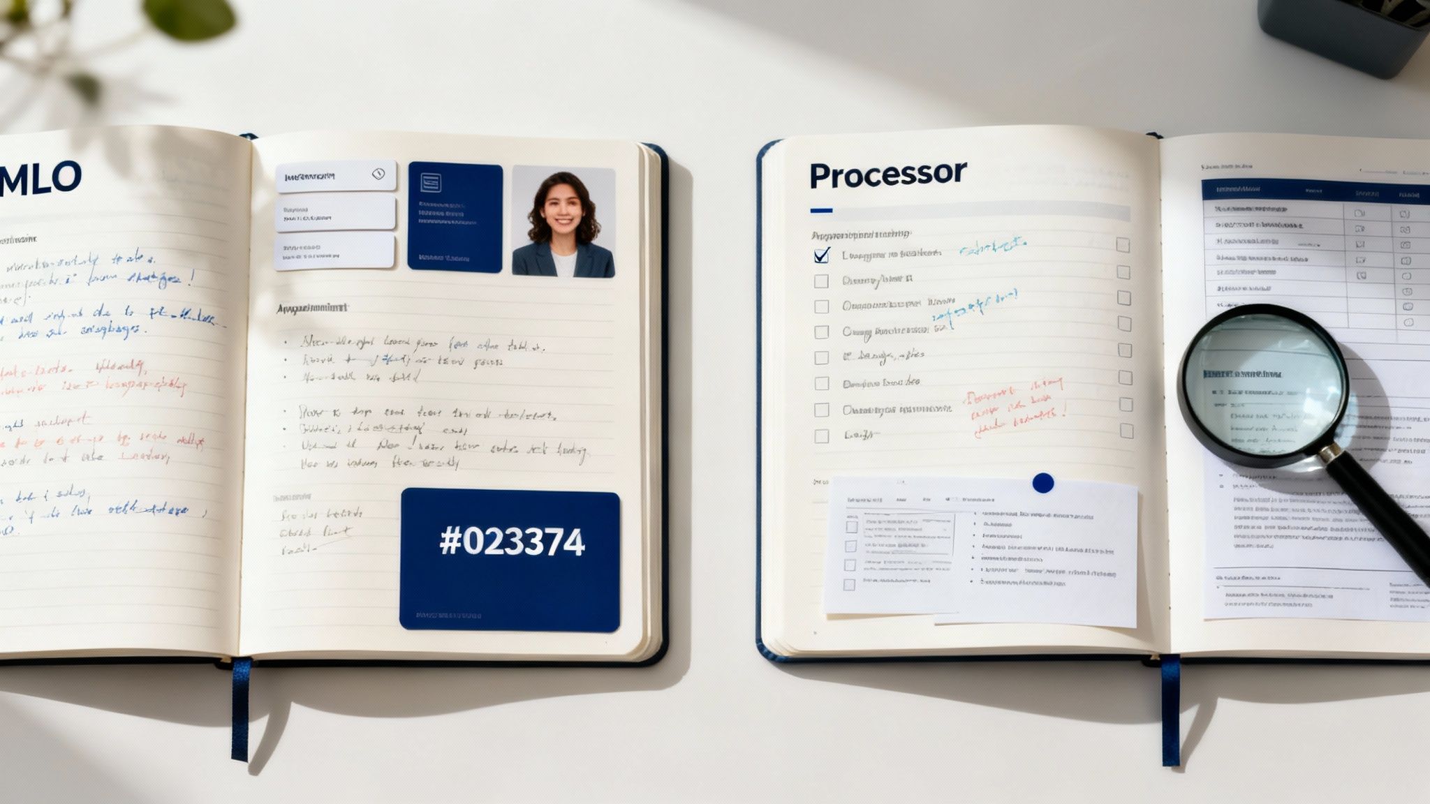 A professional woman sitting at a modern desk, focused and typing on a laptop, symbolizing detailed work.