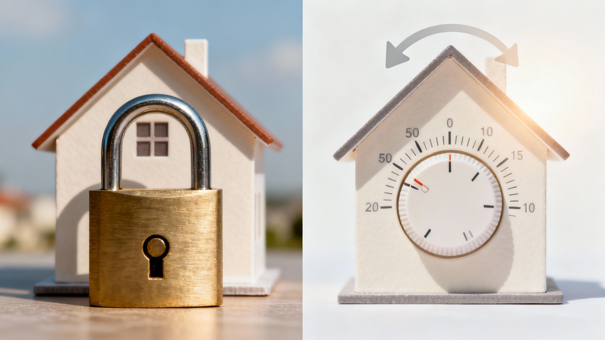 A modern kitchen with a tablet showing a budget spreadsheet, symbolizing financial planning for a mortgage.