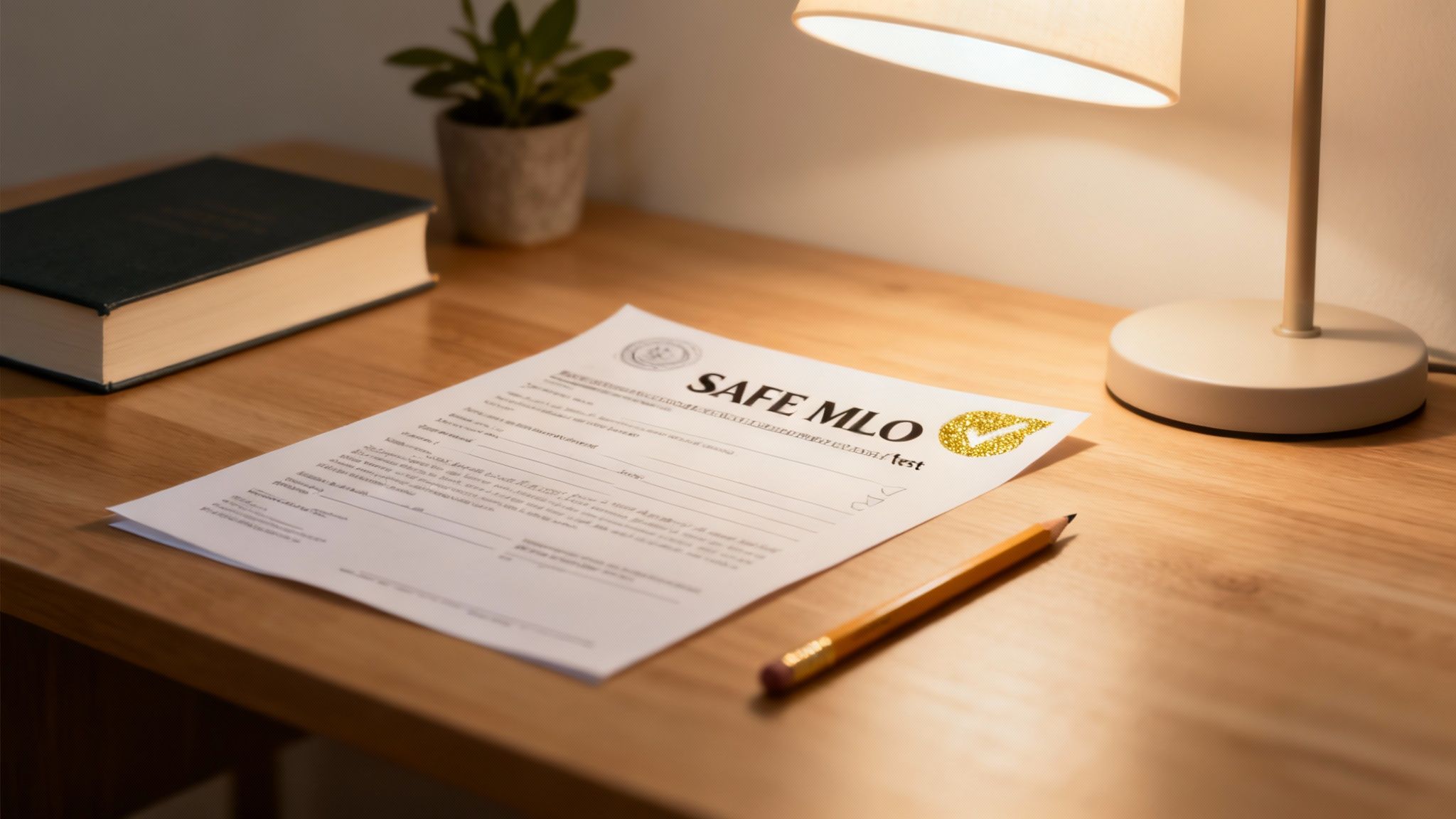 A person celebrating after successfully passing their NMLS exam, looking at their computer screen with a bright yellow success message.