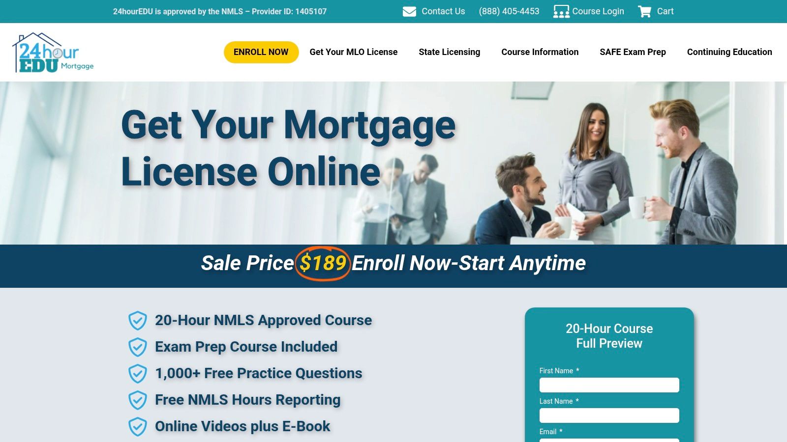 24hourEDU online mortgage course interface
