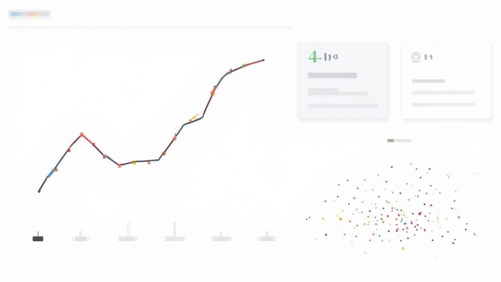 A dashboard showing various data charts and visualizations