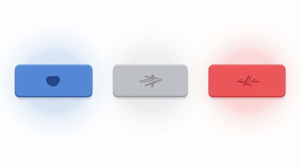 A grid of different button styles and states, including primary, secondary, and disabled, showing visual feedback.