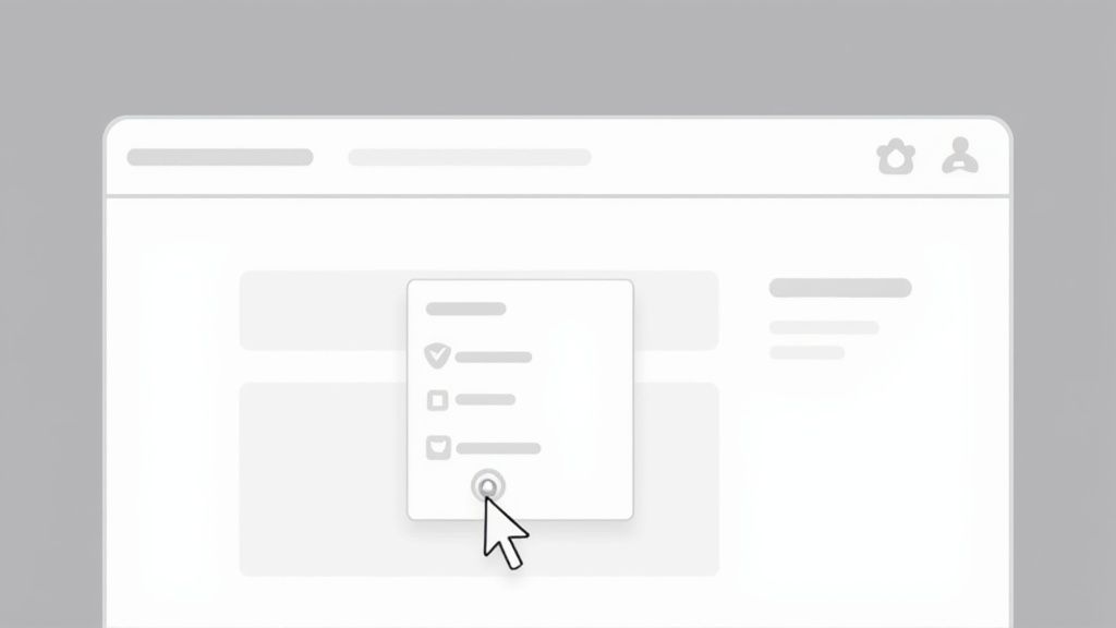 A clean and modern drop down menu displayed on a website interface.