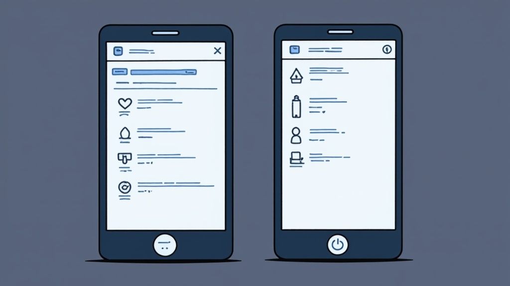 A responsive React JS navbar shown on desktop, tablet, and mobile screens