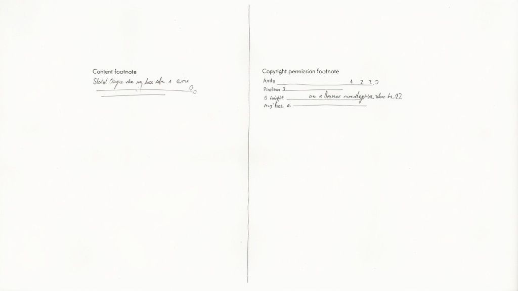 Stylized illustration of a document with correctly formatted APA footnotes highlighted.