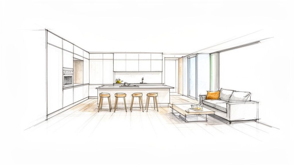 Open Concept Kitchen-Living Spaces