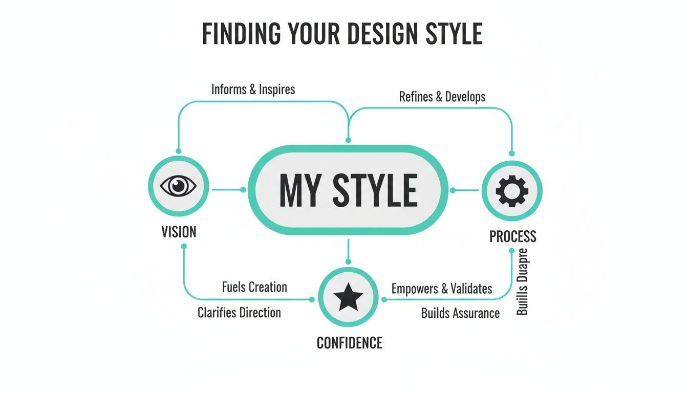 Diagram illustrating "My Style" development through vision, process, and confidence factors.