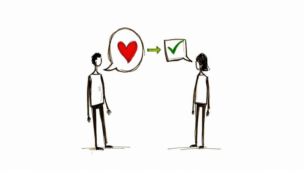 A manager and an employee having a positive, one-on-one feedback session in a bright, modern office space.