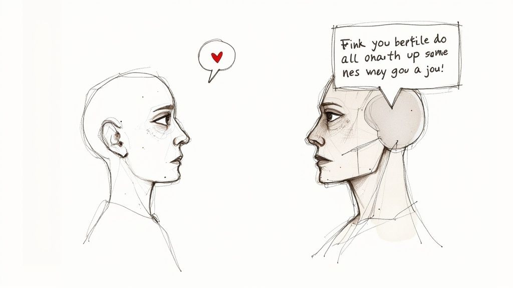 A person typing on a laptop, representing the act of infusing a unique voice into digital content.