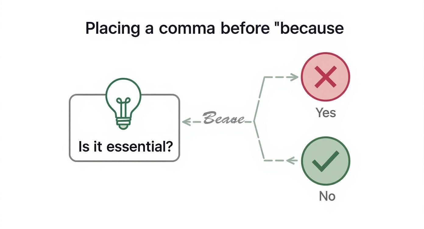 Infographic about comma before because