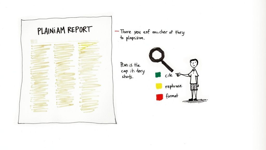 A person analyzing a report with charts and graphs, representing a plagiarism report.