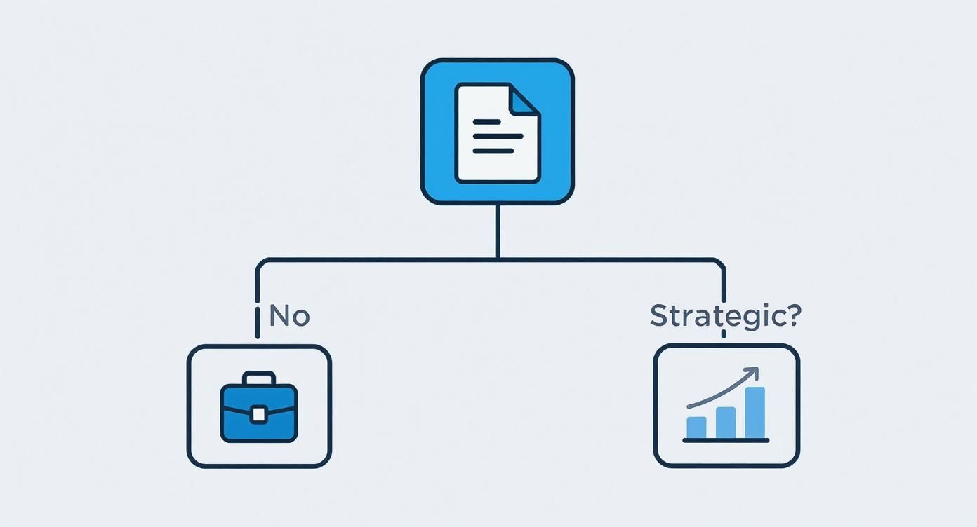 Infographic decision tree for choosing a business report type.