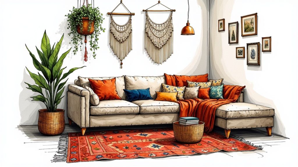 Bohemian Living Room Mood Board