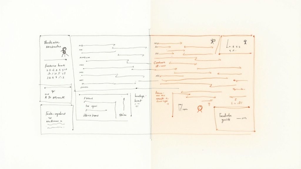 A person working on a laptop with digital elements and code surrounding them, representing the use of AI in writing.
