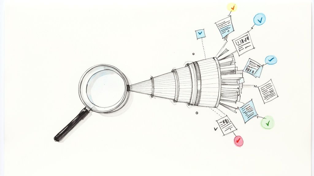 A person using a laptop with multiple books and notes spread around, indicating a deep research process.